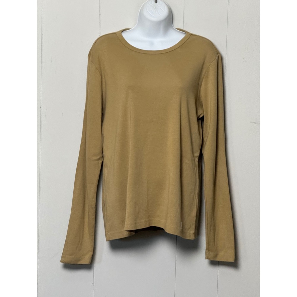 NWT Carhartt Women Tan Khaki Long Sleeve Cotton T-Shirt Size Large Regular